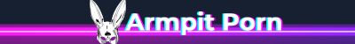 rmpit Porn website header featuring fetish bunny logo and neon gradient